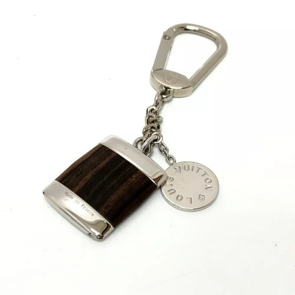 LOUIS VUITTON Porte-Clairvoy Key ring Bag Charm Wood / Metal Brown/Silver - Picture 3 of 7